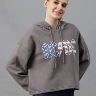 AC/DC Grey Oversized Hoodie Women
