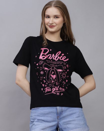 Barbie Printed Regular Fit Tshirt For Women