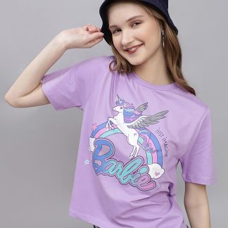 Barbie Printed Regular Fit Tshirt For Women
