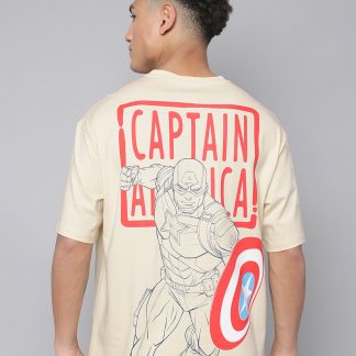 Captain America Beige Oversized Tshirt Men