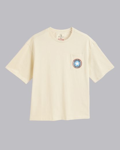 Captain America Beige Oversized Tshirt Men - Image 6