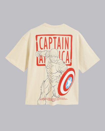 Captain America Beige Oversized Tshirt Men - Image 7