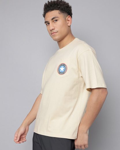 Captain America Beige Oversized Tshirt Men - Image 4