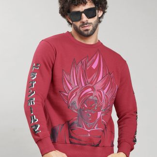 Dragon Ball Z Red Regular Fit Sweatshirt Men