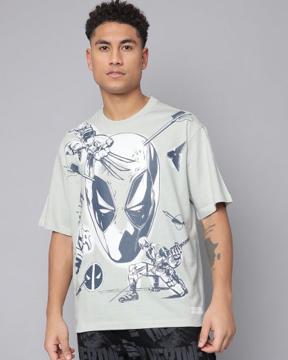 Deadpool & Wolverine Grey Oversized Tshirt Men