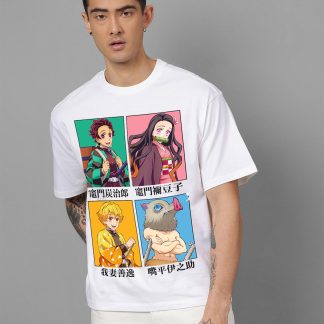 Demon Slayer White Oversized Tshirt Men