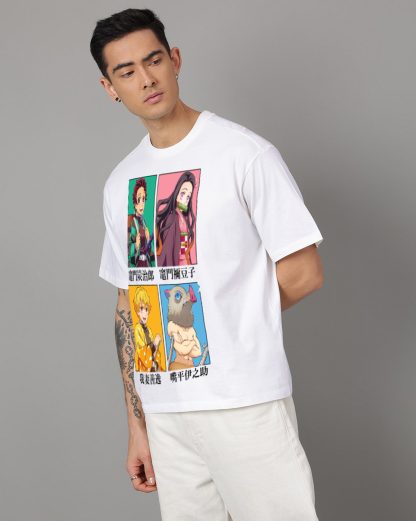 Demon Slayer White Oversized Tshirt Men - Image 3