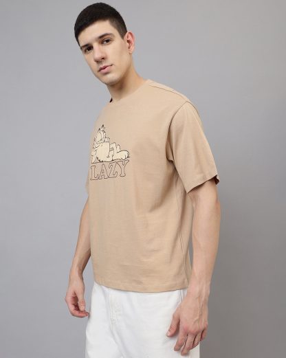 Garfield Lazy Beige Oversized Tshirt Men - Image 3
