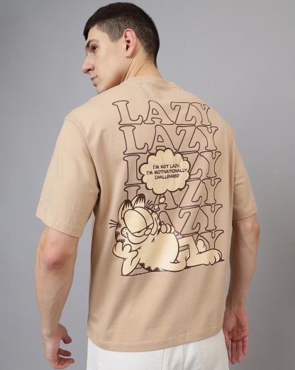 Garfield Lazy Beige Oversized Tshirt Men - Image 4