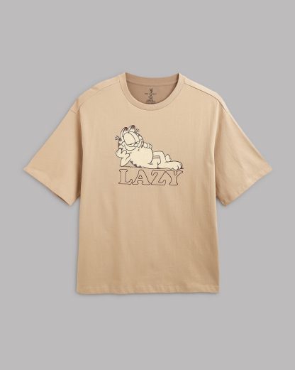 Garfield Lazy Beige Oversized Tshirt Men - Image 6