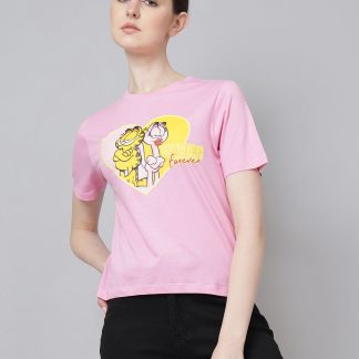 Garfield Printed Regular Fit Tshirt For Women