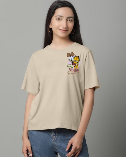 Garfield Beige Regular Fit Tshirt Women - Image 2