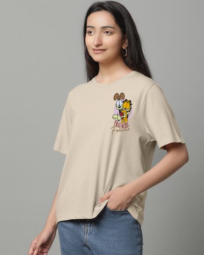 Garfield Beige Regular Fit Tshirt Women - Image 3