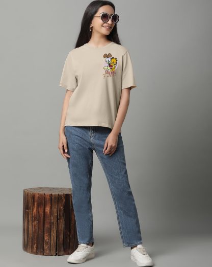 Garfield Beige Regular Fit Tshirt Women - Image 4