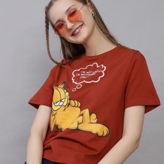 Garfield Printed Regular Fit Tshirt For Women