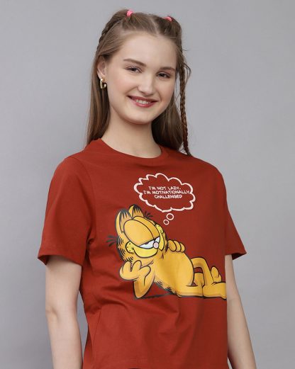 Garfield Printed Regular Fit Tshirt For Women - Image 3