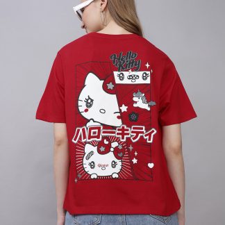 Hello Kitty Printed Oversized Tshirt For Women