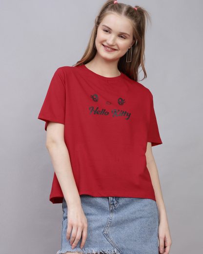 Hello Kitty Printed Oversized Tshirt For Women - Image 2