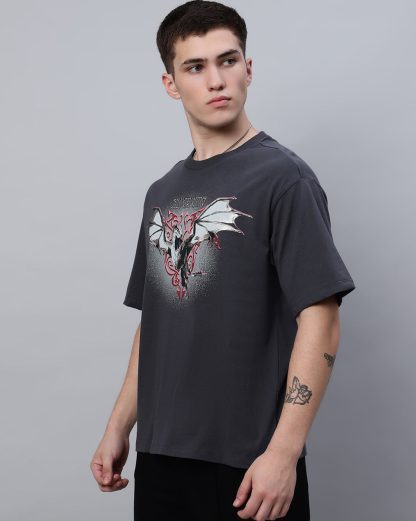 House Of The Dragon Grey Oversized Tshirt Men - Image 2