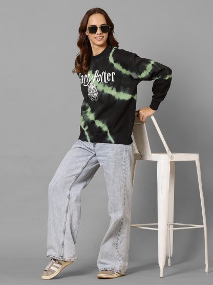 Harry Potter Slytherin Theme Oversized Sweatshirt Women - Image 4