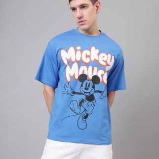 Mickey Mouse Blue Oversized Tshirt Men