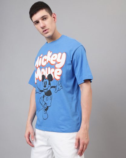 Mickey Mouse Blue Oversized Tshirt Men - Image 3