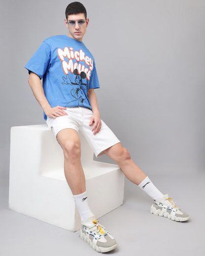 Mickey Mouse Blue Oversized Tshirt Men - Image 5