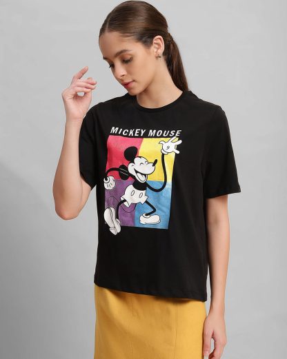 Mickey Mouse Black Regular Fit Tshirt Women - Image 2