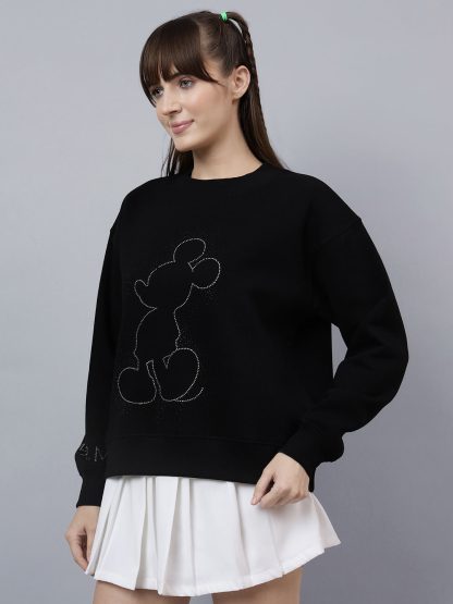 Mickey & Friends Printed Relaxed Fit Sweatshirt For Women - Image 3