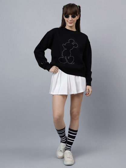 Mickey & Friends Printed Relaxed Fit Sweatshirt For Women - Image 5
