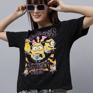 Minions Printed Regular Fit Tshirt For Women