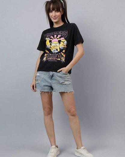 Minions Printed Regular Fit Tshirt For Women - Image 4