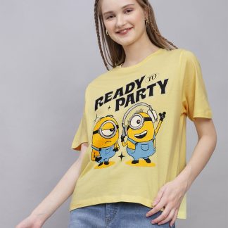 Minions Printed Regular Fit Tshirt For Women