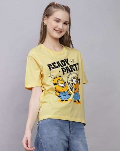 Minions Printed Regular Fit Tshirt For Women - Image 3