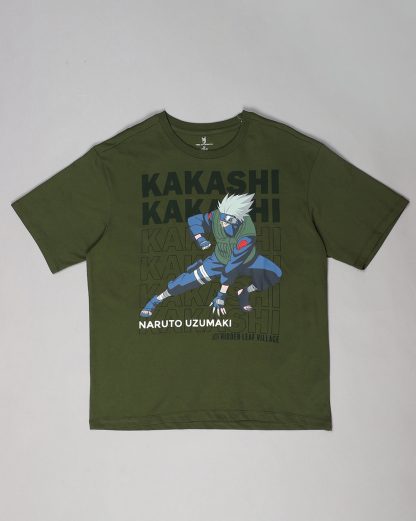 Naruto Kakashi Olive Oversized Tshirt Men - Image 5
