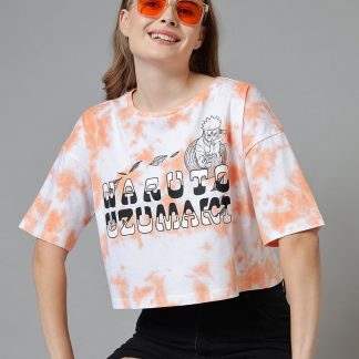 Naruto Printed Oversized Crop Fit Tshirt For Women
