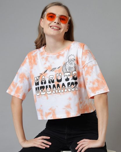 Naruto Printed Oversized Crop Fit Tshirt For Women