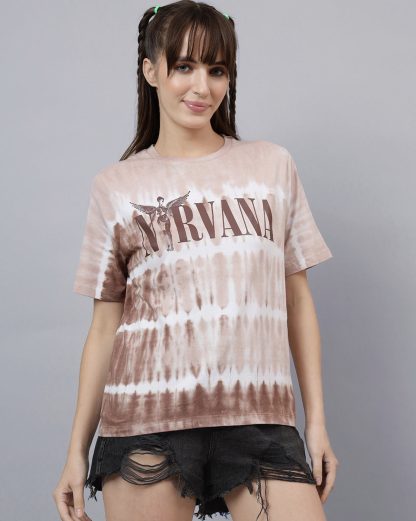 Nirvana Printed Regular Fit Tshirt For Women