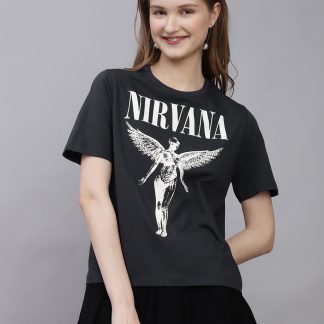 Nirvana Printed Regular Fit Tshirt For Women