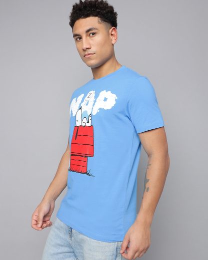 Snoopy Regular Fit Blue Tshirt Men - Image 3