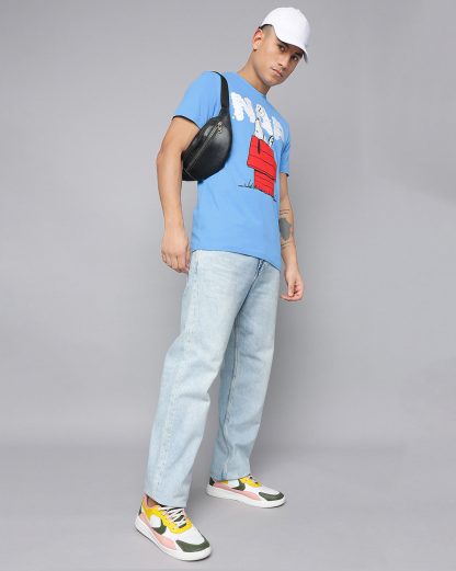 Snoopy Regular Fit Blue Tshirt Men - Image 5