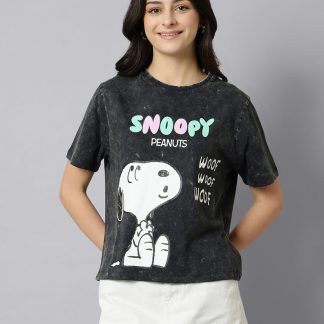 Snoppy Printed Regular Fit Tshirt For Women