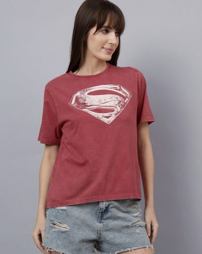 Superman Printed Regular Fit Tshirt For Women