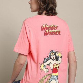 Wonder Woman Relaxed Fit Pink Tshirt For Women