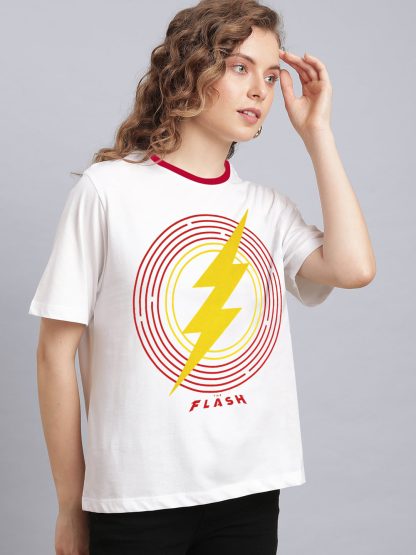 The Flash Relaxed Fit White Tshirt For Women - Image 3