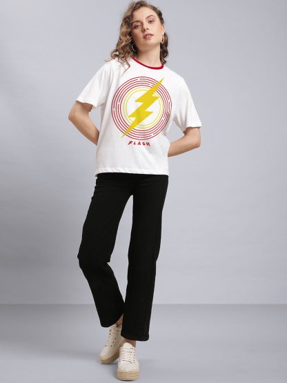 The Flash Relaxed Fit White Tshirt For Women - Image 5