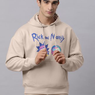 Rick & Morty Oversized Cream Hoodie For Men