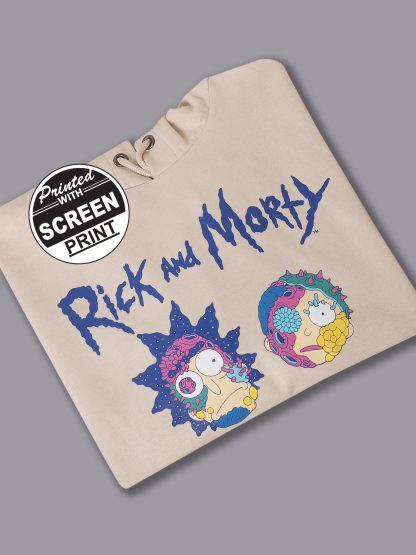 Rick & Morty Oversized Cream Hoodie For Men - Image 2