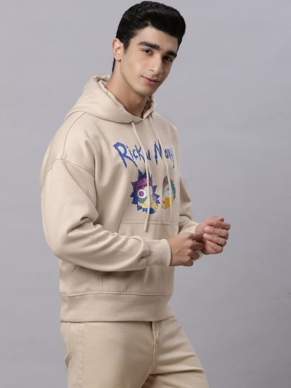 Rick & Morty Oversized Cream Hoodie For Men - Image 3
