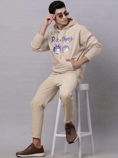 Rick & Morty Oversized Cream Hoodie For Men - Image 5